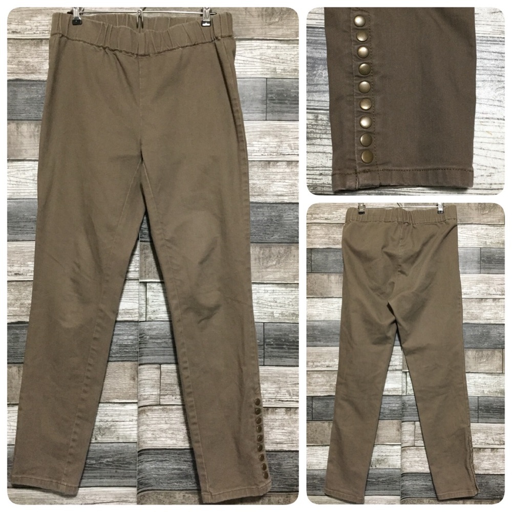 Soft Surroundings Pull On Pants Women’s S Brown Ankle Buttons (Inseam 27.5)